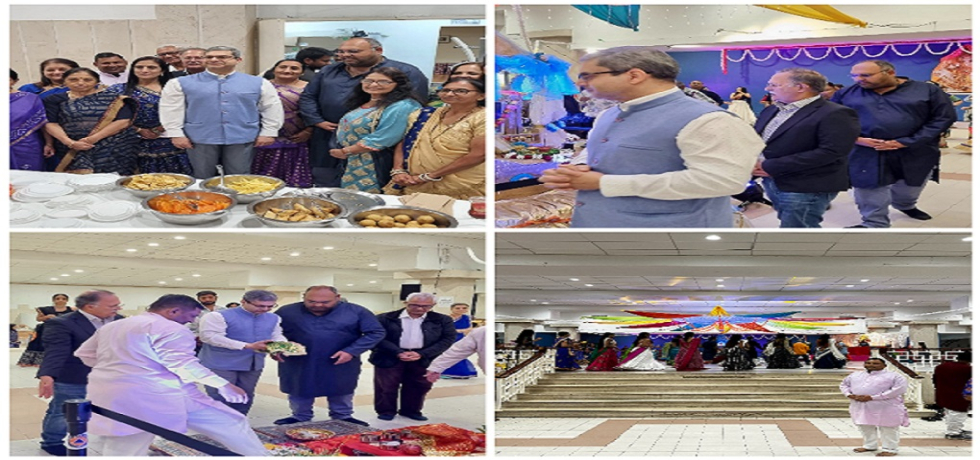 Navratri celebrations with community members at Radha Krishna Mandir in Lisbon. 