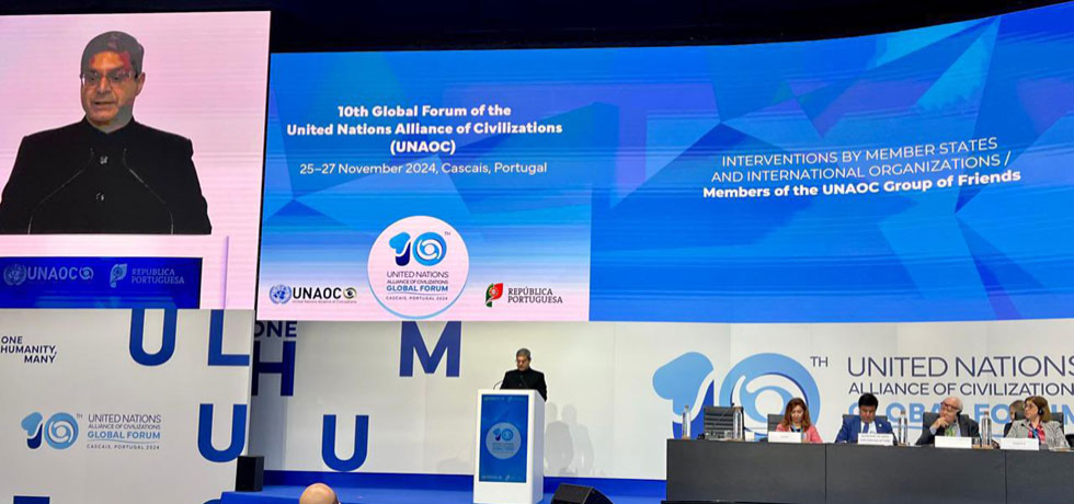 Ambassador led the Indian delegation for the 10th Global Forum of the UNAOC at Cascais, Portugal. He spoke at the ministerial meeting of Group of Friends of UNAOC and also at the UN global conference on safeguarding religious sites.