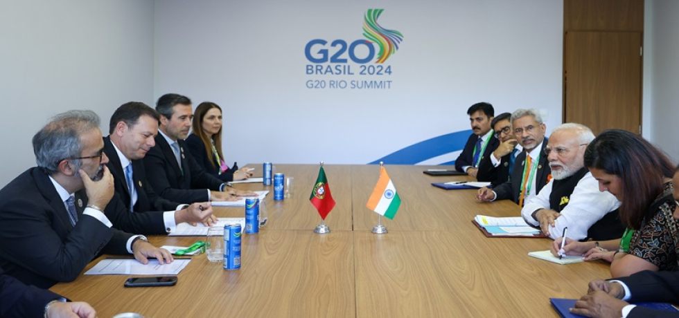 Prime Minister, Shri Narendra Modi met the prime minister of Portugal, H.E. Mr Luis Montenegro on the sidelines of the G20 Summit in Rio de Janeiro, Brazil