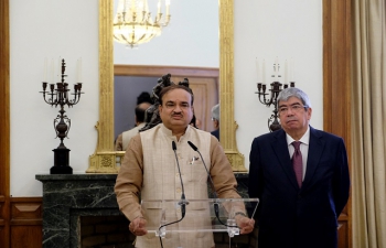 A 12-Member Parliamentary Goodwill delegation led by Minister of Parliamentary Affairs &amp; Minister of Chemical and Fertilizers Shri Ananth Kumar meets with the Portugese President of the Assembly HE Ferro Rodrigues