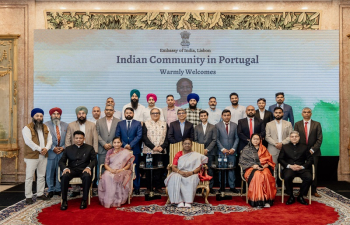 President Droupadi Murmu addressed members of the Indian community at a reception hosted by the Ambassador of India to Portugal